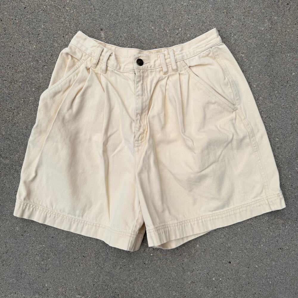 VTG 90s Liz Wear size 12 cotton butter cream yellow high rise pleated mom shorts